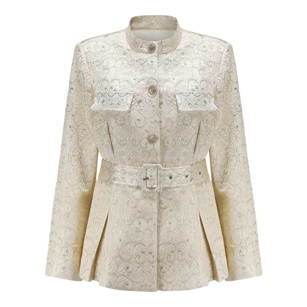 Customize Plus Size Tailor Shop Made Mothers Beige Blazer for Wedding Outfit Pale Brocade Jacket and Pants Mother of Bride Suits
