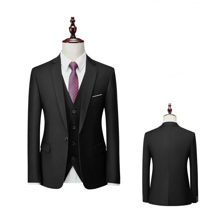 Customized 3-piece Luxury Office Set for Men's Wedding Prom Dress Suit Coat Business Set