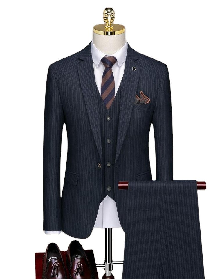 Customized 3-piece Set of Fashionable Men's Formal Business Slim Fitting Suit Wedding Banquet Dress