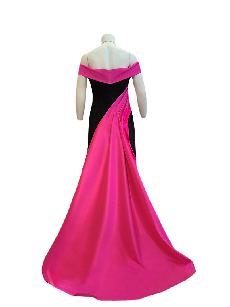 Customized Elegant Red and Black Color Matching Long Dinner Dress Party Dresses Women Evening