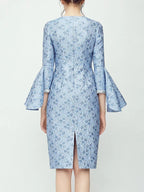 Customized Elegant and Slim Blue Personalized Sleeve Knee-length Dress