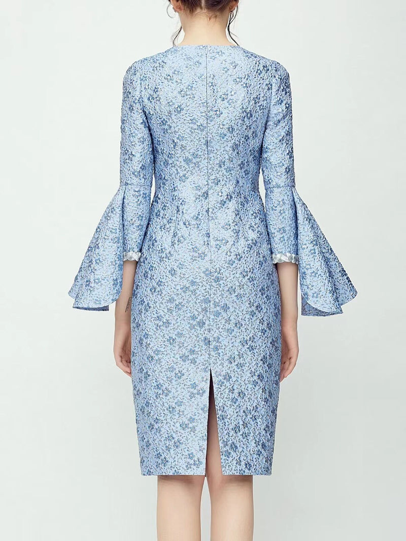 Customized Elegant and Slim Blue Personalized Sleeve Knee-length Dress