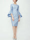 Customized Elegant and Slim Blue Personalized Sleeve Knee-length Dress