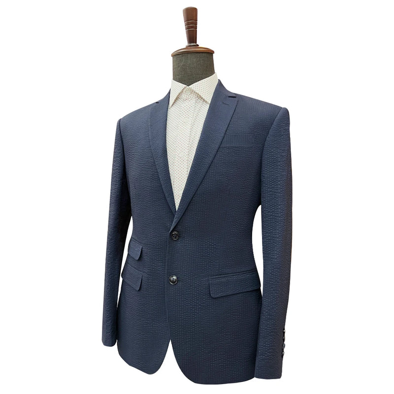 Customized Italian Casual Breathable Blue Slim Fit Men's Set