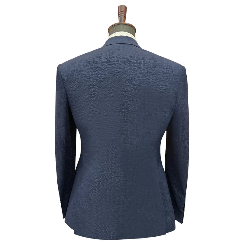 Customized Italian Casual Breathable Blue Slim Fit Men's Set