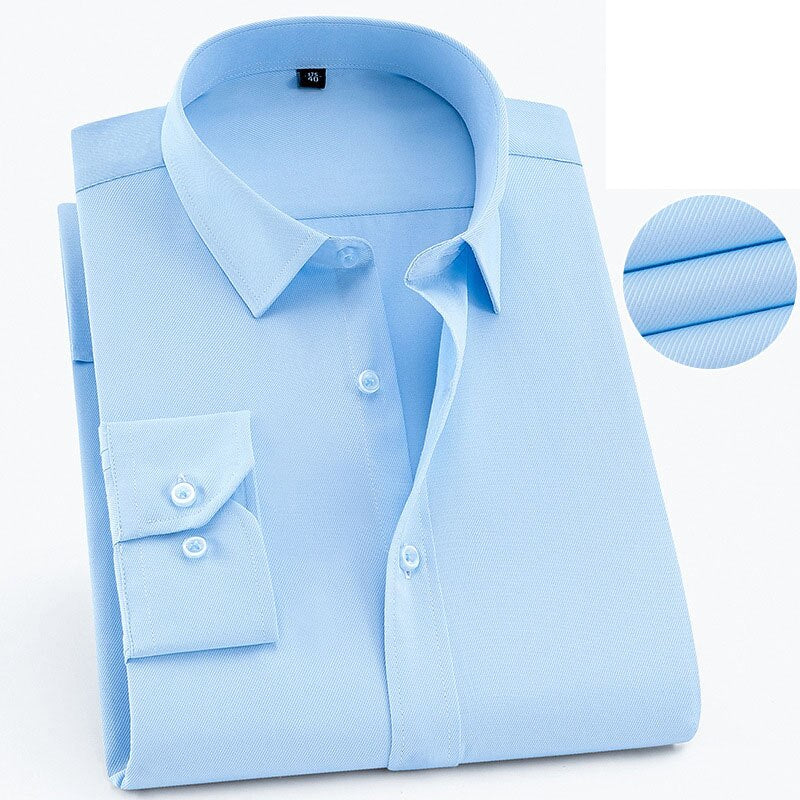 Customized Men's Wrinkle Resistant Business Slim Fitting Long Sleeved Shirt