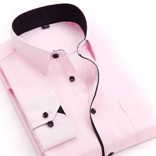 Customized Men's Wrinkle Resistant Business Slim Fitting Long Sleeved Shirt