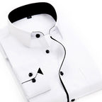 Customized Men's Wrinkle Resistant Business Slim Fitting Long Sleeved Shirt