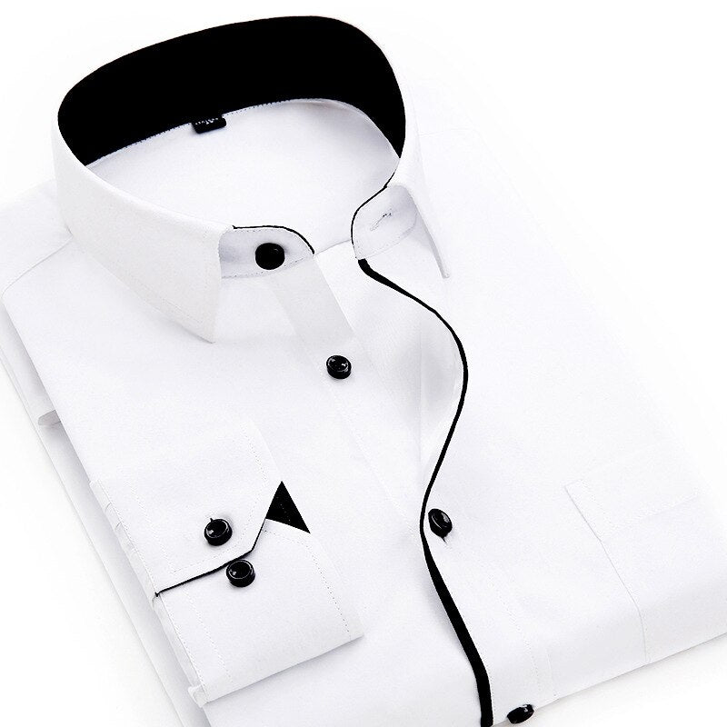 Customized Men's Wrinkle Resistant Business Slim Fitting Long Sleeved Shirt