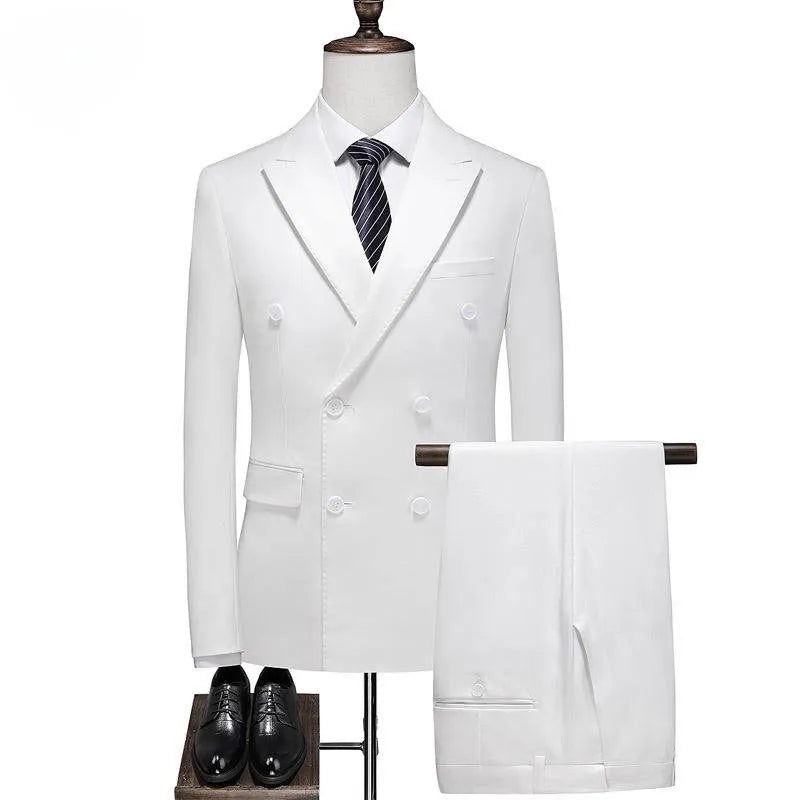 Customized New Men's Three Piece Wedding and Groom Banquet Suit White Set