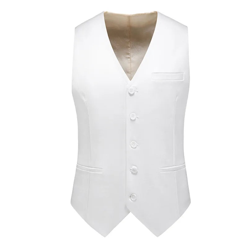 Customized New Men's Three Piece Wedding and Groom Banquet Suit White Set