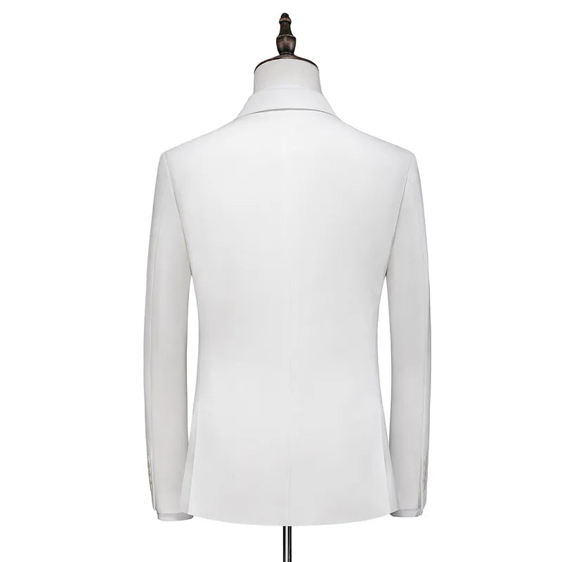 Customized New Men's Three Piece Wedding and Groom Banquet Suit White Set