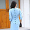 Customized Reworked Diamond Embroidery Rose Five Quarter Sleeve Medium Length A-line Skirt Round Neck Slim Dress for Women