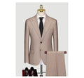 Customized Suit Men's Business Casual Bridegroom Wedding Dress Korean Edition Slim Customized Brown Stripe Formal Suit Men's Set