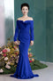 Customized Temperament Wenyabao Blue Off Shoulder Mother-in-law Bride Mother Wedding Dress