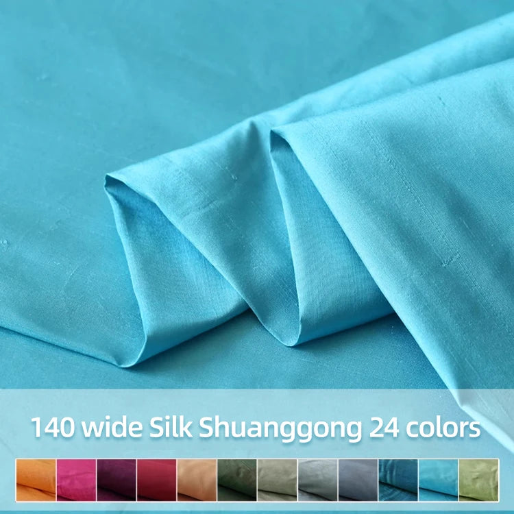 Customized Wide Solid Color Shuanggong Slub Fabric Skinny Gorgeous Color Multicolor Garment DIY Thai Raw Silk for Suit