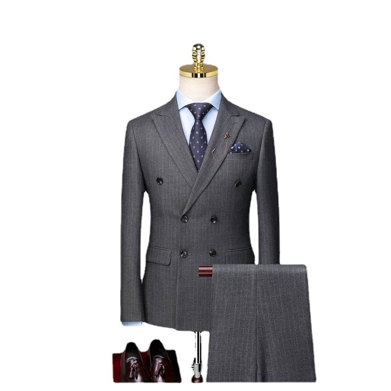 Customized Suit Light Luxury Korean Version Slim Fit Men's Three-piece Striped Suit Italian Style