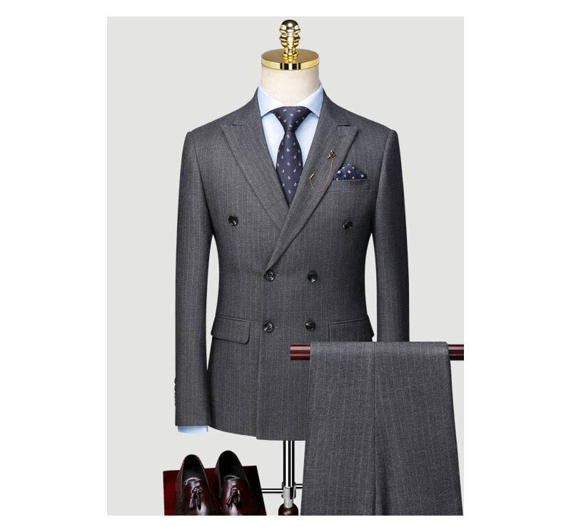 Customized Suit Light Luxury Korean Version Slim Fit Men's Three-piece Striped Suit Italian Style
