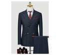 Double Breasted Suit Three Piece Black Host Dress Bridegroom Men's Wedding Dress Suit