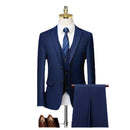 Fashion 3-piece Formal Set Blue Business Wedding Men's Slim Fit Suit Set