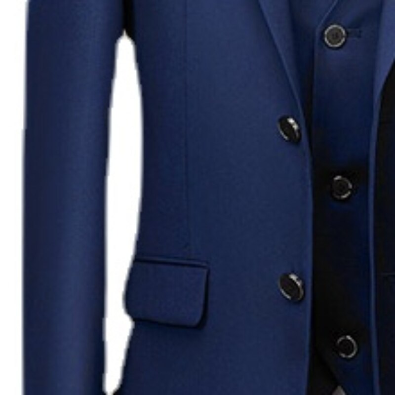Fashion 3-piece Formal Set Blue Business Wedding Men's Slim Fit Suit Set