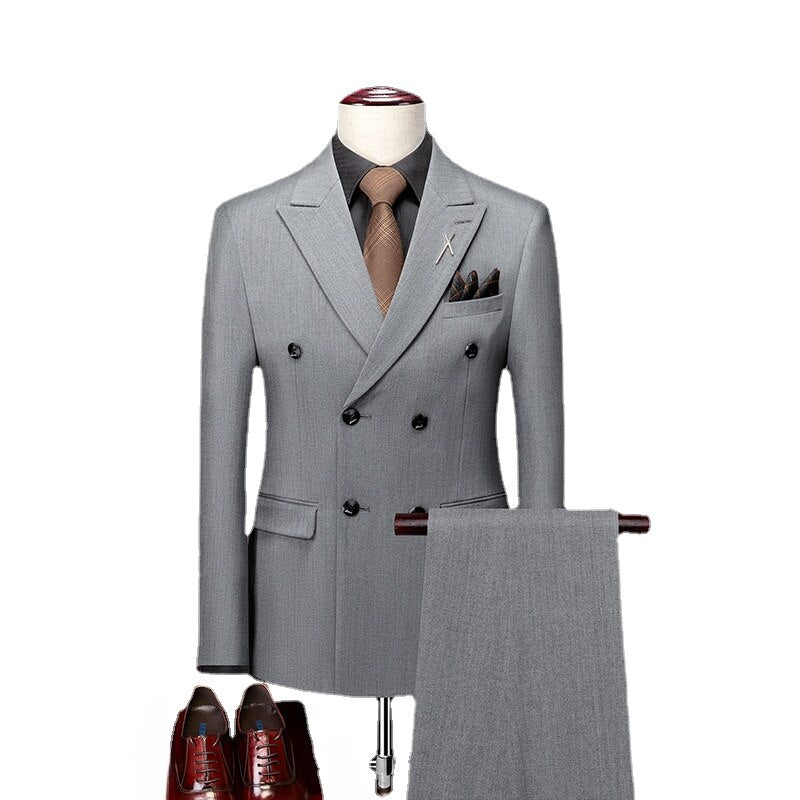 Fashion Luxury Slim Fit Three Piece Men's Jacket Casual Solid Color Double Breasted Set Groom and Best Man Suit