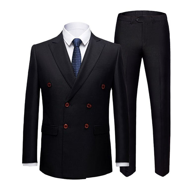 Fashion Slim Fit Formal Business Tuxedo Set 3-piece Double Breasted Wedding Groom Dress Set