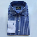 Fashion Trend Men's Autumn Thin Long Sleeve Fashion Business Blue Stripe Shirt