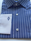 Fashion Trend Men's Autumn Thin Long Sleeve Fashion Business Blue Stripe Shirt