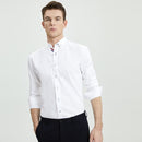 Fashion Trend Spliced Business Long Sleeved White Men's Shirt