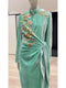 Fashionable Gentle Elegant Goddess Style Chinese Style Green Velvet Dress