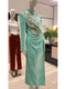 Fashionable Gentle Elegant Goddess Style Chinese Style Green Velvet Dress