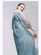 Fragmented Flower Dress French Retro Luxury Holiday Lantern Sleeves Fairy Dress Bright Water Blue Slim Fit Long Dress