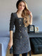 French Elegant Intellectual Starlight Sparkling Small Fragrant Tweed Sequin Square Neck Dress