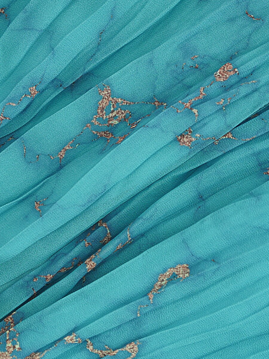 French Peacock Blue Dress with A Waist Waist and Elegant Style, Celebrity Long Dress with A Large Swing and Ankle Goddess Style