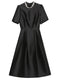 French Royal Sister Xia Feng Pear Shape Standing Neck Studded Diamonds Slim A-line Dress
