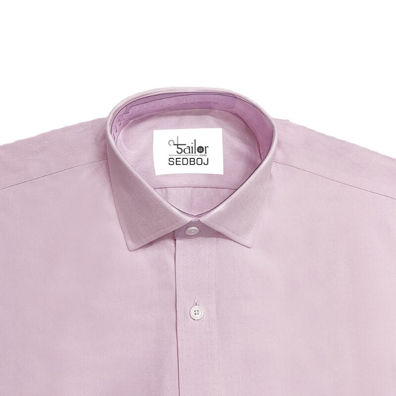 Gentleman Slim Fit Men's Long Sleeve Square Neck Pink Stripe Men's Casual Shirt