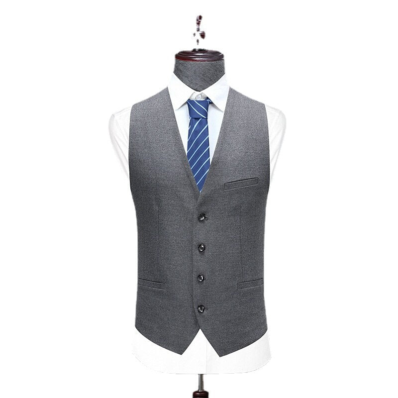Grey Slim Fit Three Piece Set Comfortable Slim Fit Business Men's Office Formal Dress Banquet Set