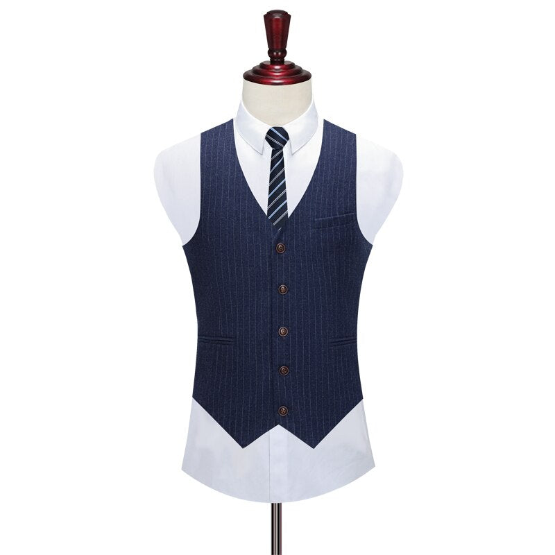 Groom Suit Set Men's Slim Fit Korean Version Wedding Dress Three Piece Business Dress Casual British Suit Men