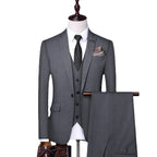 Men's Slim Fit Business Set Men's Fashion 3-piece Set Men's Suit Tailcoat Groom Wedding Set