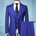 Men's Fashion Three Piece Formal Business Plaid Suit Boutique Plaid Wedding Dress Set