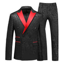 Men's Set Black Wedding Banquet Party 2 Piece Set Men's Suit Coat and Pants