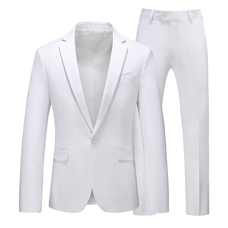 Men's Business Fashion Solid Color Slim Fit Suit Pants Set Wedding Tailcoat Men's Clothing
