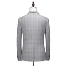 New Fashion Boutique Checker Men's Casual Business Set Groom Wedding Dress Formal Slim Fit Checker Set