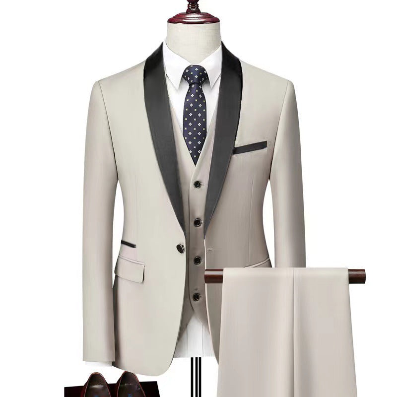 Hot Fashion Slim Fit Blazer 3 Pcs Two-piece Set Wedding Peaked Lapel Wedding Prom Terno Masculino Formal Fit Men's Suit