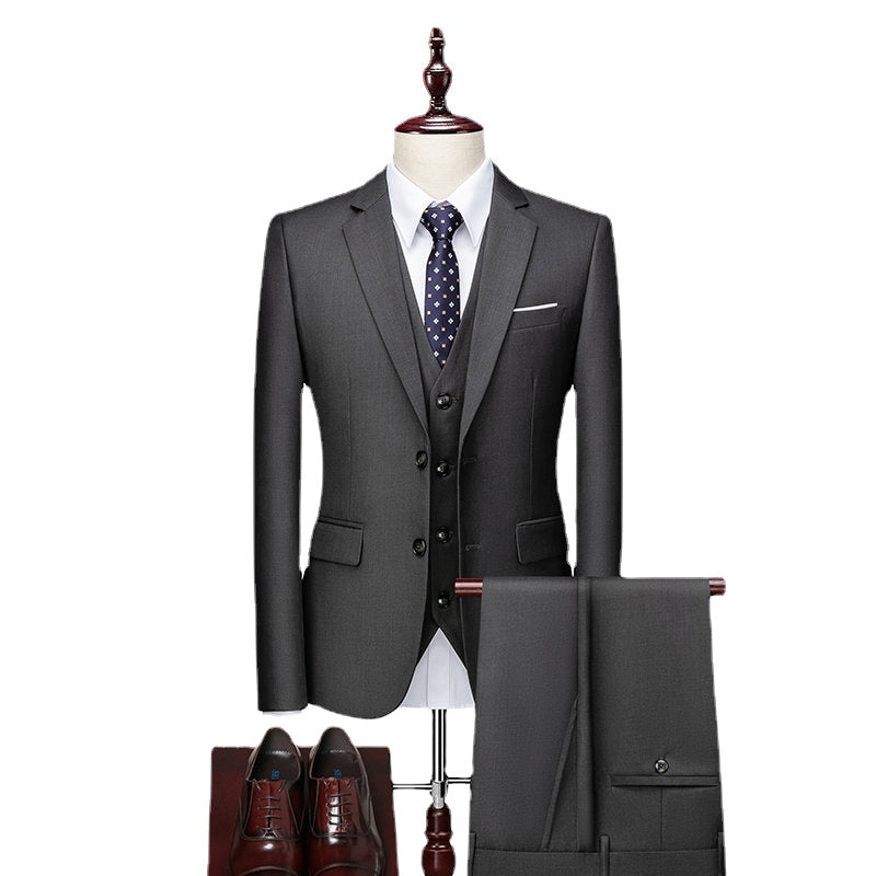 New Casual Business Suit Professional Men's Groom Wedding Dress Suit Pants Three Piece Set