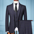 Men's Fashion Three Piece Formal Business Plaid Suit Boutique Plaid Wedding Dress Set