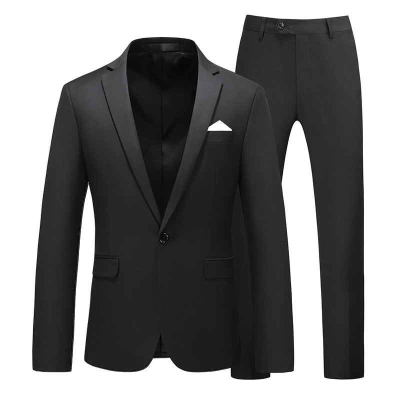 Men's Business Fashion Solid Color Slim Fit Suit Pants Set Wedding Tailcoat Men's Clothing