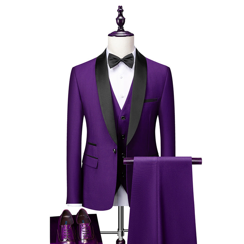 Fashion Wedding Groom Business Party Men's Set Slim Fit Suit Formal Ball Dress Men's Green Set