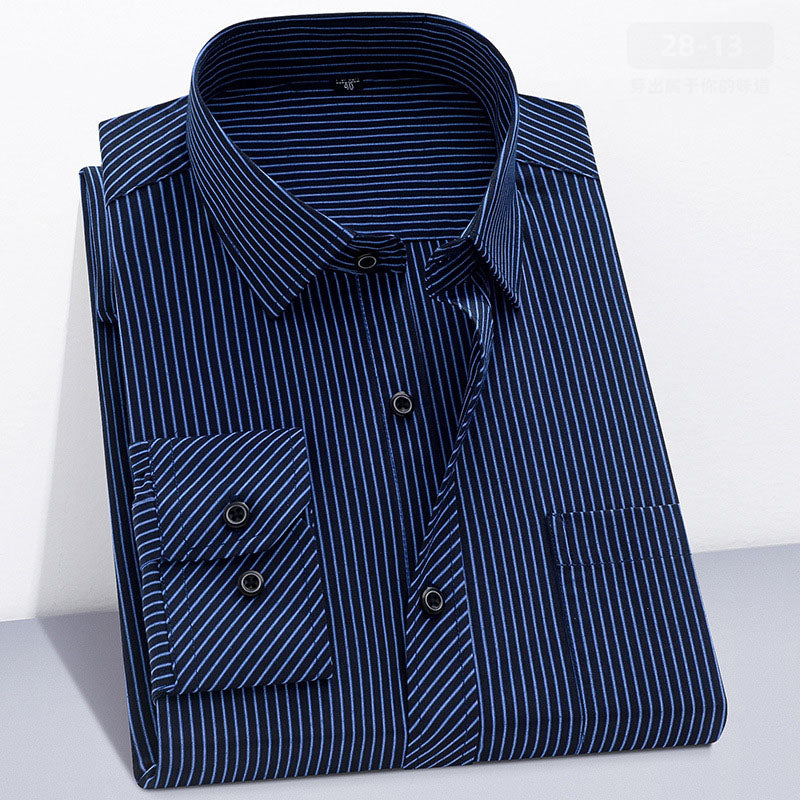 Men's Work Clothes Shirts Customized Business Office Long Sleeved Shirts Casual Stripes